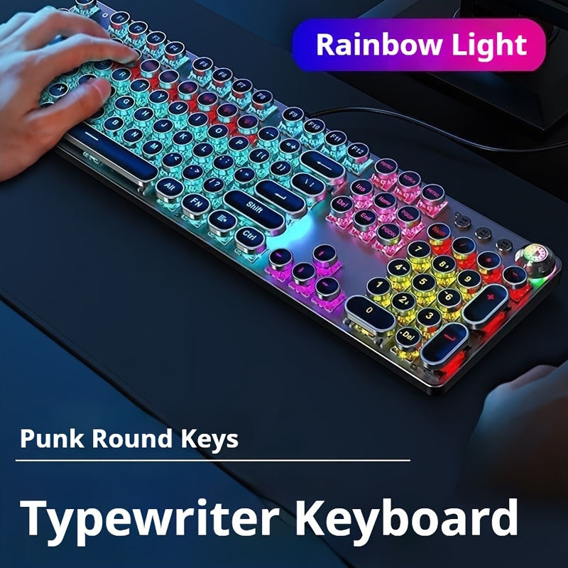 EWEADN Steampunk Clavier Gaming Rétro Mécanique RGB – EWEADN | USB, Ergonomique, Rétro-Éclairé & Molette de Volume