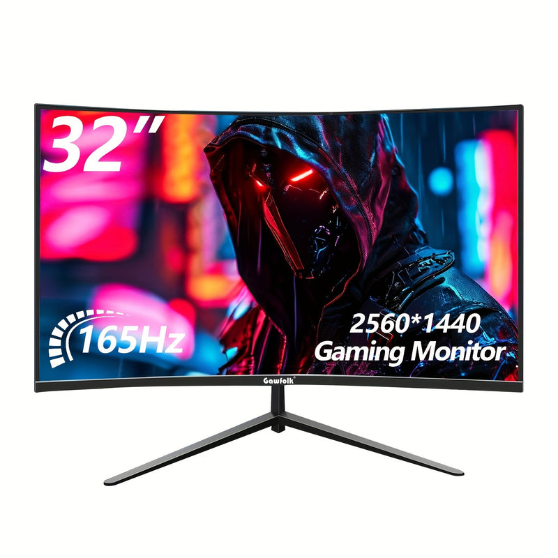 Gawfolk 81.28 cm Gaming Monitor Curved 180Hz PC Screen Full HD 1080P, Frameless 1500R Computer Screen Supports VESA