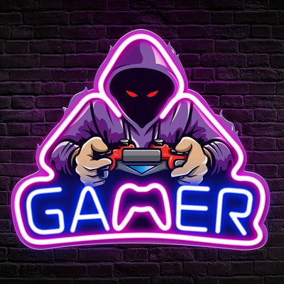 Gamer Neon Sign - USB Powered, UV Printed, Adjustable Brightness for Gaming Room, Bedroom & Living Wall Decor - Perfect Holiday or Birthday Gift